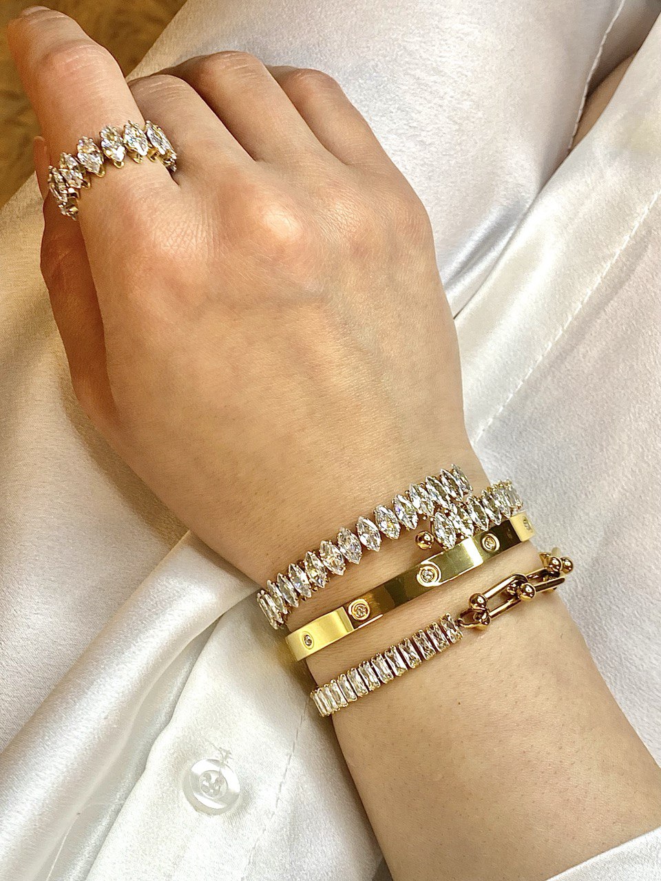 BEATRIX *CHUNKY CHAIN MEETS TENNIS SPARKLE BRACELET*
