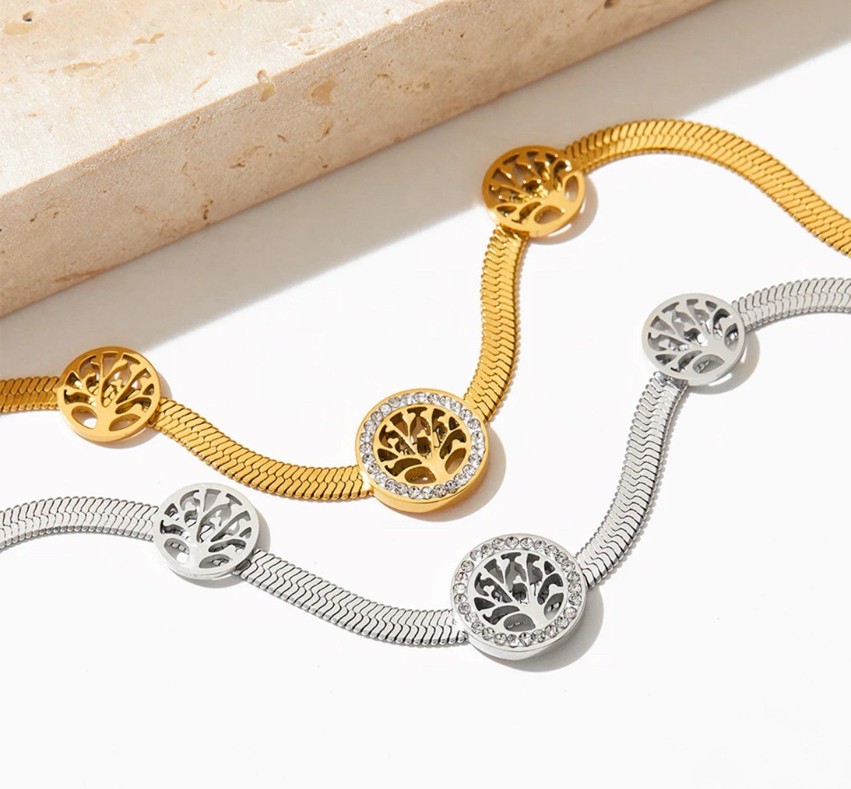 ABIGAIL *TREE OF LIFE WITH HERRINGBONE CHAIN NECKLACE*