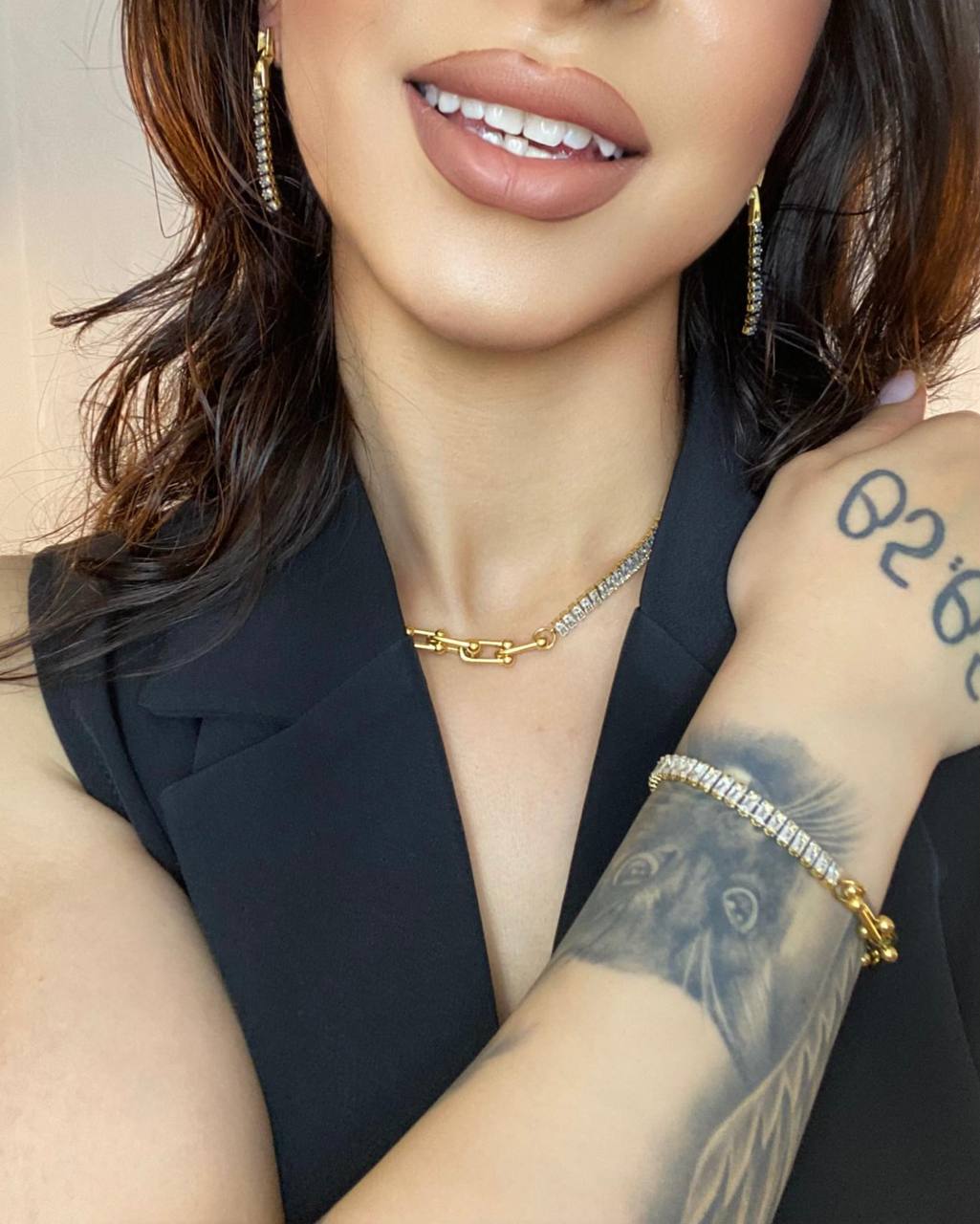 BIANCA *CHUNKY CHAIN MEETS TENNIS SPARKLE EARRINGS*