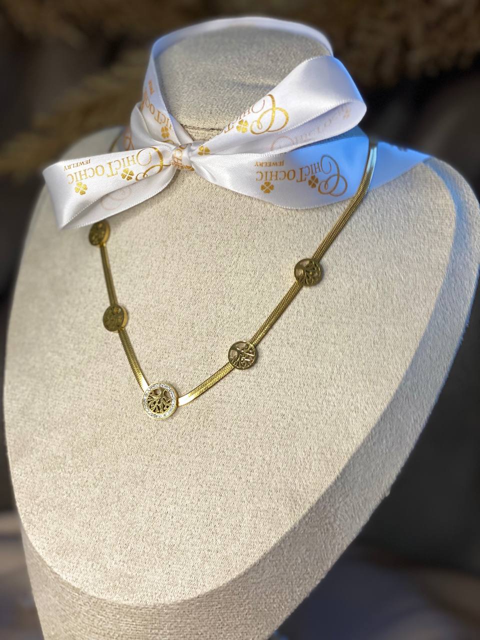 ABIGAIL *TREE OF LIFE WITH HERRINGBONE CHAIN NECKLACE*