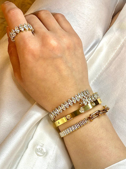 BEATRIX *CHUNKY CHAIN MEETS TENNIS SPARKLE BRACELET*