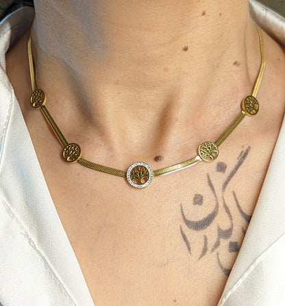 ABIGAIL *TREE OF LIFE WITH HERRINGBONE CHAIN NECKLACE*