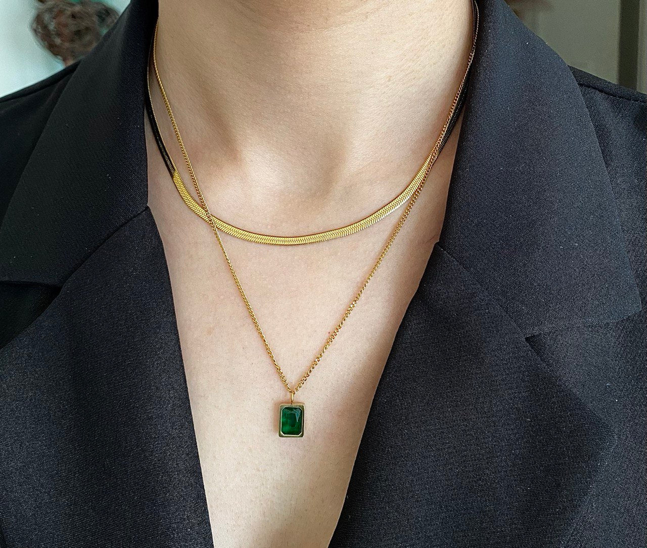 GIANNA *GREEN GEM NECKLACE*